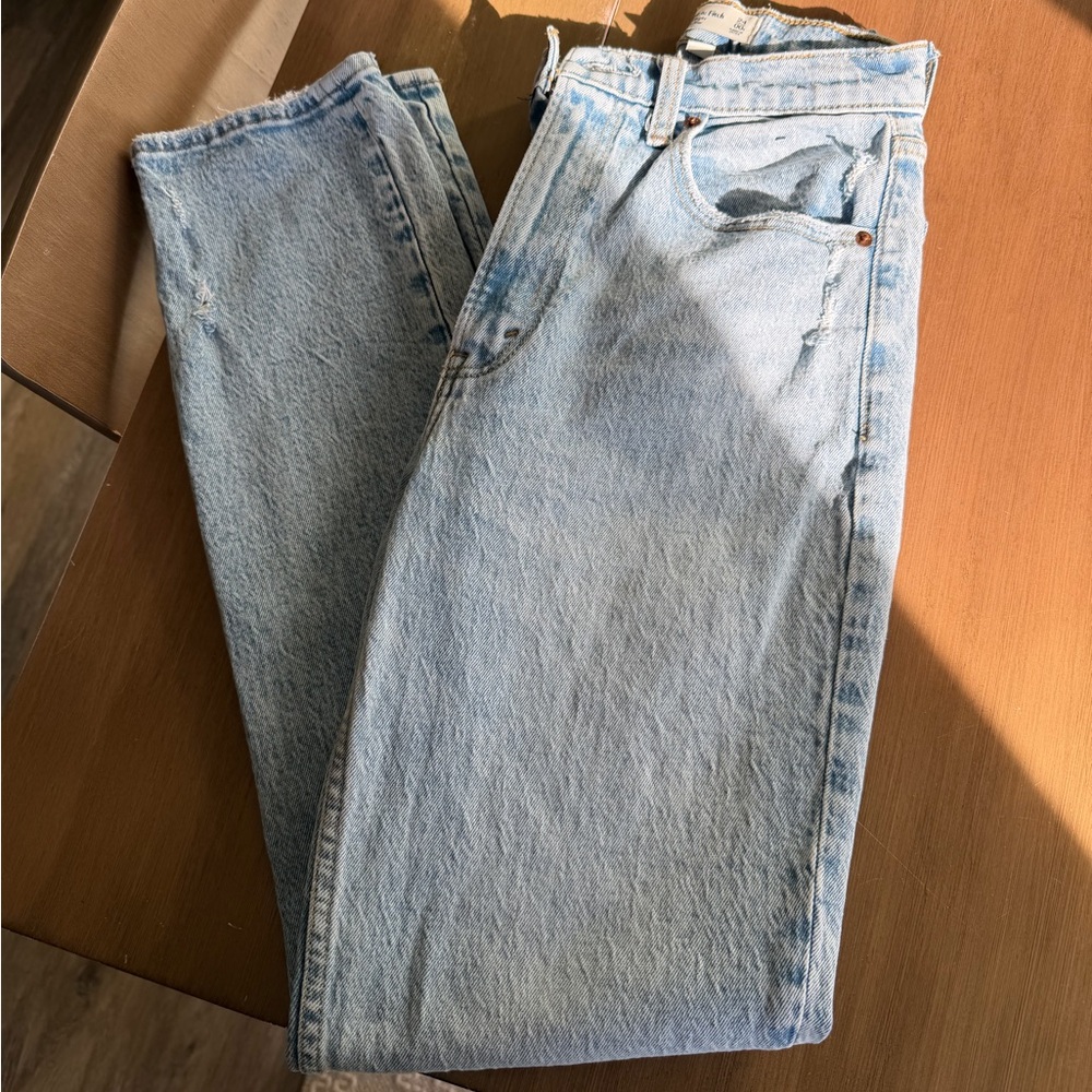 Abercrombie & Fitch curve love Light Blue Straight Jeans